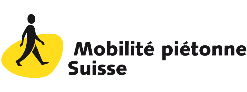 Logo Mobilité piétonne Suisse: pictogramme d'un piéton sur une surface jaune
