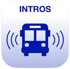 Logo Intros en forme de bus et rayonnemenr radioélectriques.