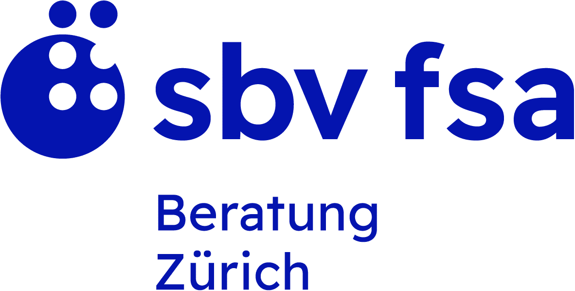 Blaues Logo mit Schriftzug "sbv fsa Beratung Zürich"