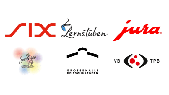 Collage des Logos Six, Lernstuben, Jura, Mittsommerfest, Grosse Halle Reitschule, TP Biennoises