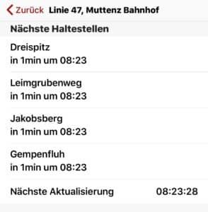 Screenshot aus der App