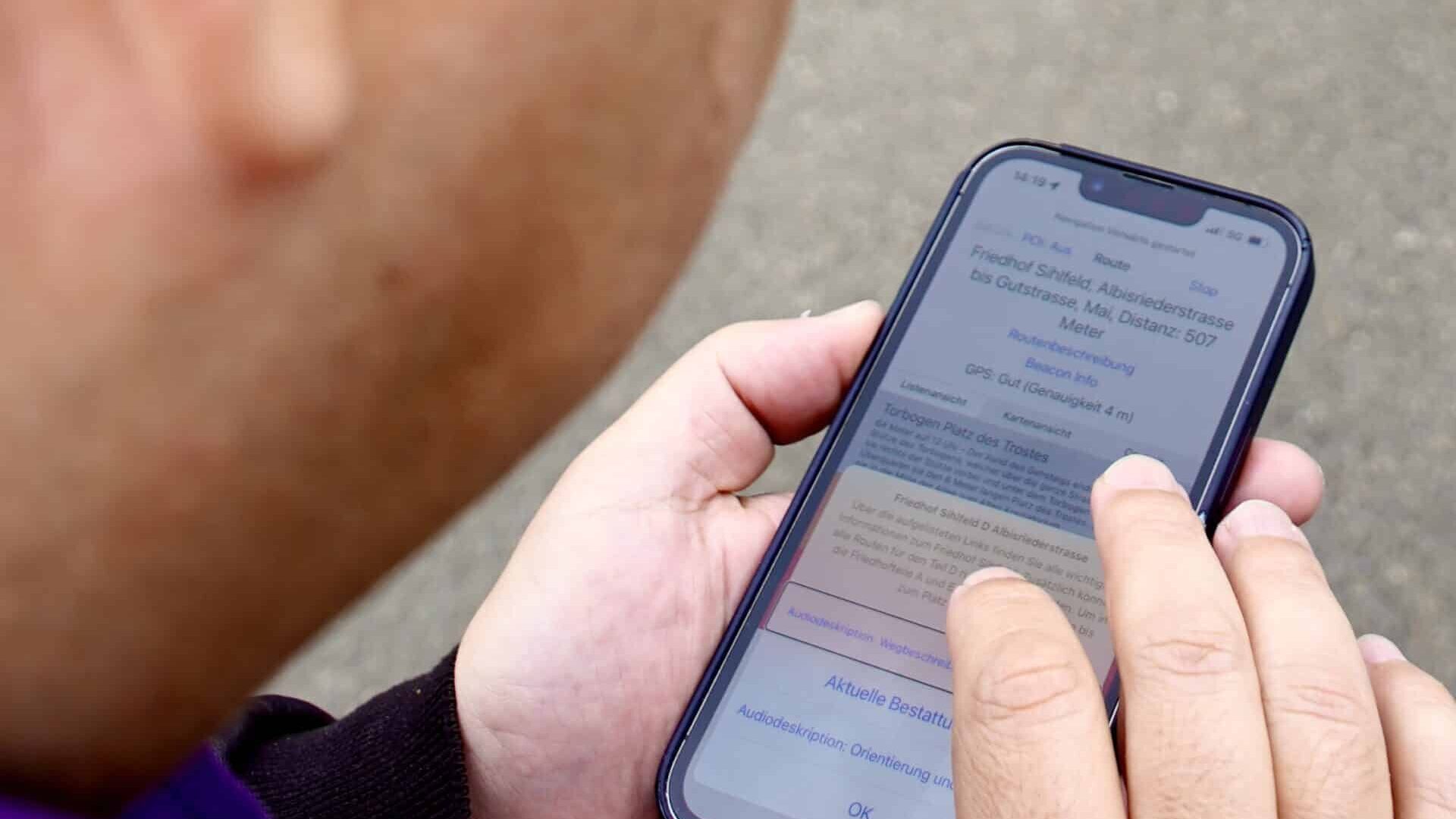 MyWay Pro auf IPhone geöffnet