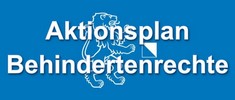 BILD: Das Zürcher Kantonswappen (Löwe mit weiss-blauer Flagge) auf blauem Grund. Darüber der Text: Aktionsplan Behindertenrechte
