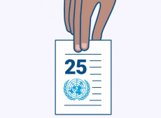 Illustration mit Logo der Vereinten Nationen