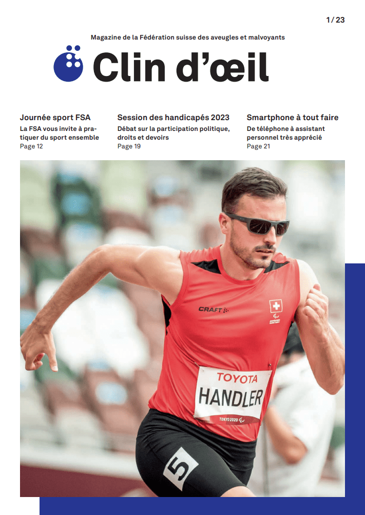 Philipp Handler court un sprint aux Jeux paralympiques. Il porte des lunettes de soleil.
