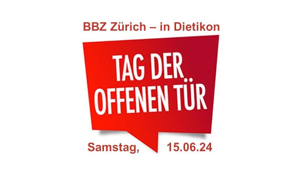BILD: Sprechblase mit Werbetext: BBZ Zürich in Dietikon, Tag der Offenen Tür, Samstag, 15.06.24